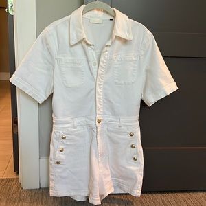 7 For All Mankind Women’s White Denim Romper